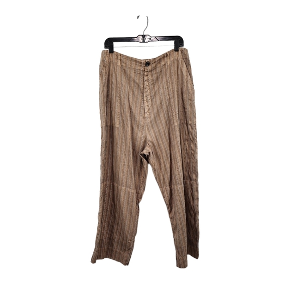 Shack Incorporated Women's 100% Silk Stripes Straight Leg Pants - L - Picture 1 of 6